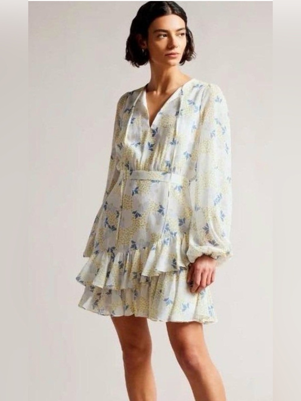 NWT Ted Baker London Style: Suziiee Floral Ruffle Mini Dress Size - Picture 2 of 6